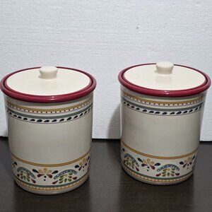 Bobby Flay Sevilla Set of 2 Canisters & Lids Painted